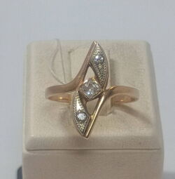 Каблучка з червоного золота з цирконієм (00075518) - Б/В Каблучка з червоного золота з цирконієм (00075518) - Б/В від виробника NoName