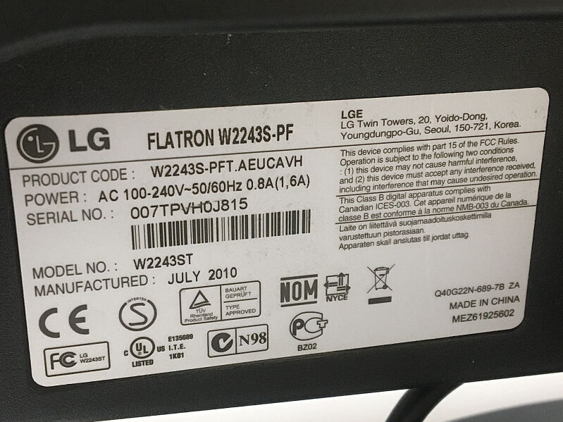Монітор LG Electronics W2243S-PF - Б/В - Фото №3