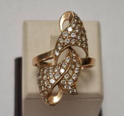 Каблучка з червоного золота з цирконієм (00103059) - Б/В від виробника NoName