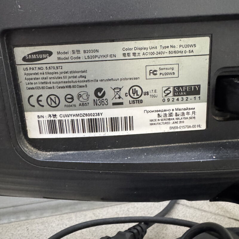 Монітор Samsung B2030 (LS20PUZKF) - Б/В - Фото №3