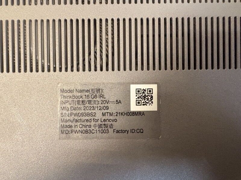 Ноутбук Lenovo ThinkBook 16 G6 IRL Arctic Grey (21KH008MRA) - Б/В - Фото №5