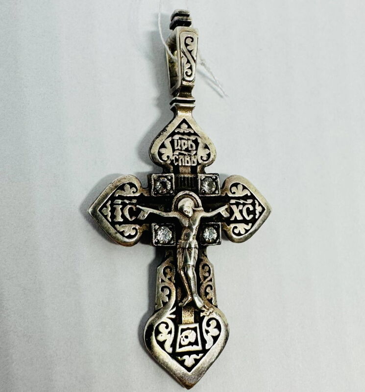 Срібний підвіс-хрест з цирконієм (00083177) - Б/В